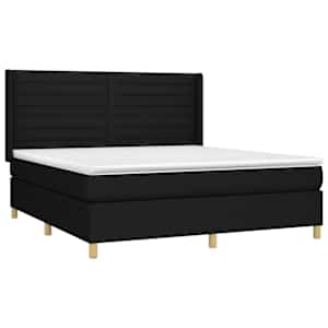 Box spring postel s matrací a LED černá 180x200 cm textil - obrázek 4