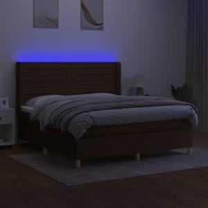 Box spring postel s matrací a LED tmavě hnědá 180x200 cm textil - obrázek 3