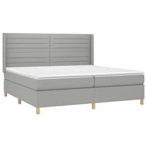 Box spring postel s matrací a LED světle šedá 200x200 cm textil - obrázek 4
