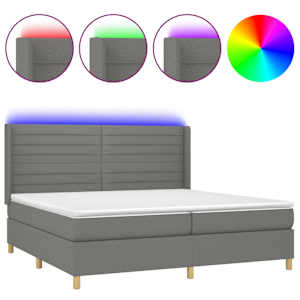 Box spring postel s matrací a LED tmavě šedá 200x200 cm textil - obrázek 2