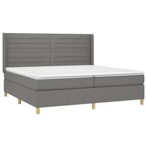 Box spring postel s matrací a LED tmavě šedá 200x200 cm textil - obrázek 4