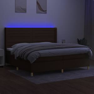 Box spring postel s matrací a LED tmavě hnědá 200x200 cm textil - obrázek 3