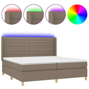 Box spring postel s matrací a LED taupe 200x200 cm textil - obrázek 2