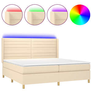 Box spring postel s matrací a LED krémová 200x200 cm textil - obrázek 2