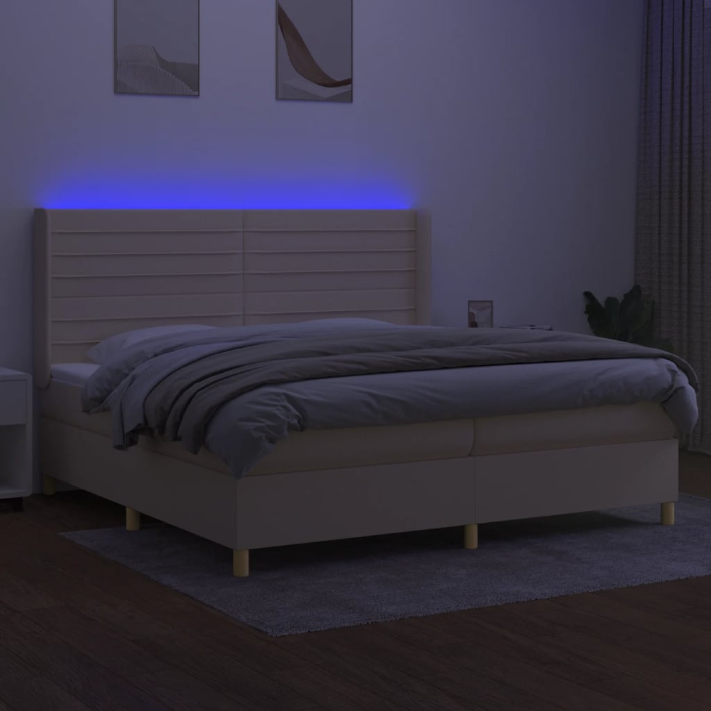 Thumbnail - vidaXL Boxspringbett mit Matratze & LED Creme 200x200 cm Stoff