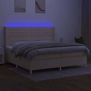 Box spring postel s matrací a LED krémová 200x200 cm textil - obrázek 3