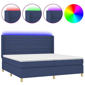 Box spring postel s matrací a LED modrá 200x200 cm textil - obrázek 2