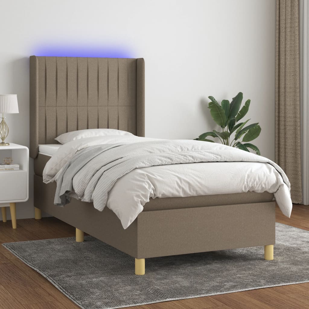 Box spring postel s matrací a LED taupe 80 x 200 cm textil