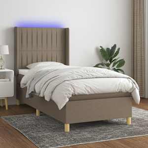 Box spring postelja z vzmetnico LED taupe 80x200 cm blago