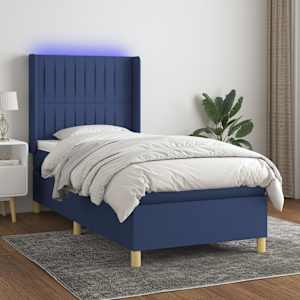 Box spring postel s matrací a LED modrá 80 x 200 cm textil - obrázek 1
