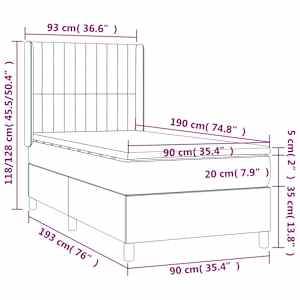 Box spring postel s matrací a LED krémová 90x190 cm textil - obrázek 8