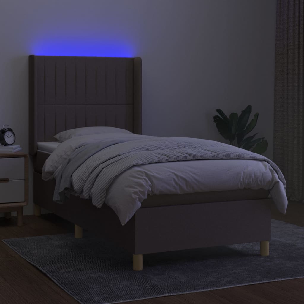 Thumbnail - vidaXL Boxspringbett mit Matratze & LED Taupe 90x200 cm Stoff