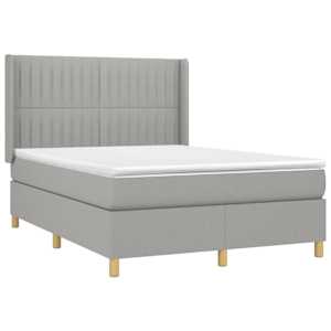 Box spring postel s matrací a LED světle šedá 140x190 cm textil - obrázek 4