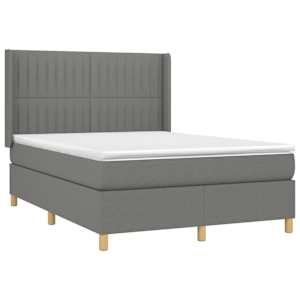 Box spring postel s matrací a LED tmavě šedá 140x190 cm textil - obrázek 4