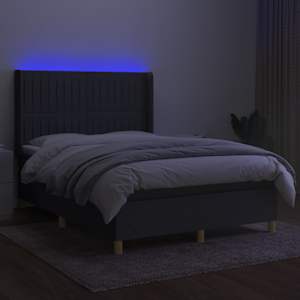 Box spring postelja z vzmetnico LED temno siva 140x190 cm blago - slika 3