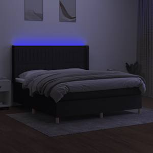 Box spring postel s matrací a LED černá 160x200 cm textil - obrázek 3