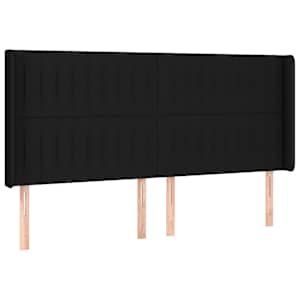 Box spring postelja z vzmetnico LED črna 160x200 cm blago - slika 7