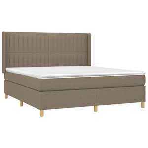 Box spring postelja z vzmetnico LED taupe 160x200 cm blago - slika 4