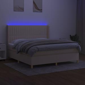 Box spring postelja z vzmetnico LED krem 160x200 cm blago - slika 3
