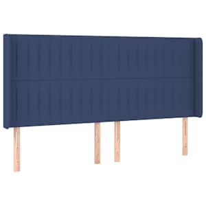 Box spring postelja z vzmetnico LED modra 160x200 cm blago - slika 7