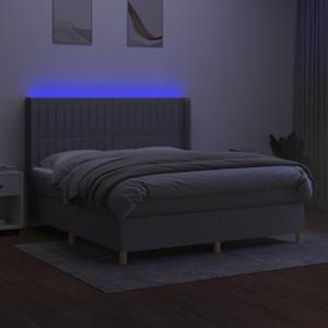 Box spring postel s matrací a LED světle šedá 180x200 cm textil - obrázek 3