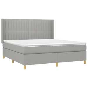 Box spring postel s matrací a LED světle šedá 180x200 cm textil - obrázek 4