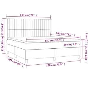 Box spring postel s matrací a LED taupe 180x200 cm textil - obrázek 8