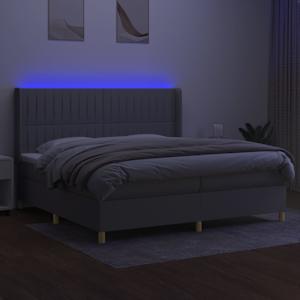 Box spring postel s matrací a LED světle šedá 200x200 cm textil - obrázek 3