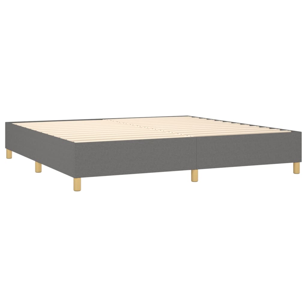 Box spring postel s matrací a LED tmavě šedá 200x200 cm textil