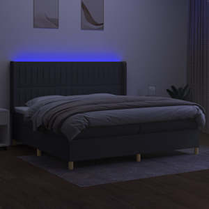 Box spring postel s matrací a LED tmavě šedá 200x200 cm textil - obrázek 3