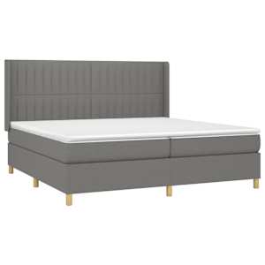 Box spring postel s matrací a LED tmavě šedá 200x200 cm textil - obrázek 4