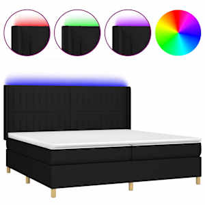 Box spring postel s matrací a LED černá 200x200 cm textil - obrázek 2
