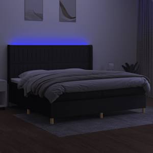 Box spring postel s matrací a LED černá 200x200 cm textil - obrázek 3
