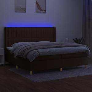 Box spring postel s matrací a LED tmavě hnědá 200x200 cm textil - obrázek 3