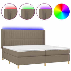 Box spring postel s matrací a LED taupe 200x200 cm textil - obrázek 2