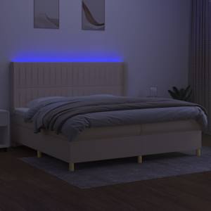 Box spring postel s matrací a LED krémová 200x200 cm textil - obrázek 3