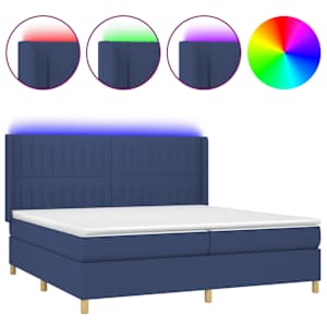 Box spring postel s matrací a LED modrá 200x200 cm textil - obrázek 2