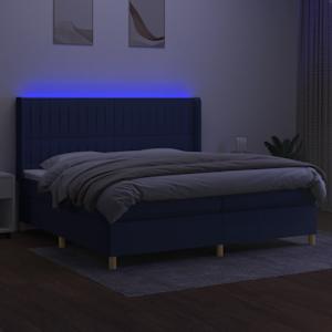 Box spring postel s matrací a LED modrá 200x200 cm textil - obrázek 3