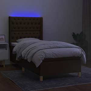 Box spring postel s matrací a LED tmavě hnědá 80x200 cm textil - obrázek 3