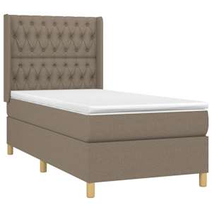 Box spring postelja z vzmetnico LED taupe 100x200 cm blago - slika 4