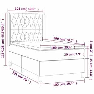 Box spring postelja z vzmetnico LED krem 100x200 cm blago - slika 8