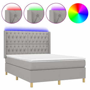 Box spring postel s matrací a LED světle šedá 140x190 cm textil - obrázek 2