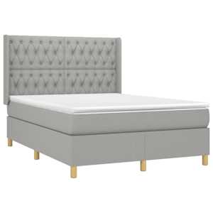 Box spring postel s matrací a LED světle šedá 140x190 cm textil - obrázek 4