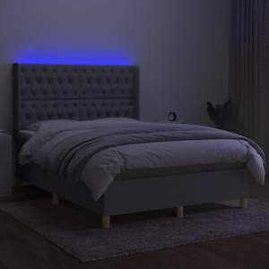 Box spring postelja z vzmetnico LED svetlo siva 140x190cm blago - slika 3