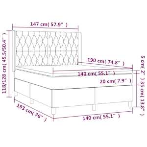 Box spring postel s matrací a LED černá 140x190 cm textil - obrázek 8