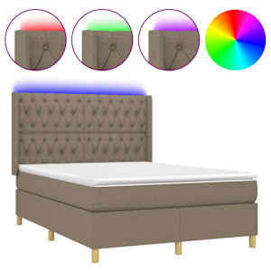 Box spring postel s matrací a LED taupe 140x190 cm textil - obrázek 2