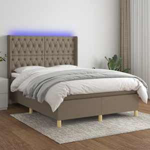 Box spring postel s matrací a LED taupe 140x190 cm textil - obrázek 1