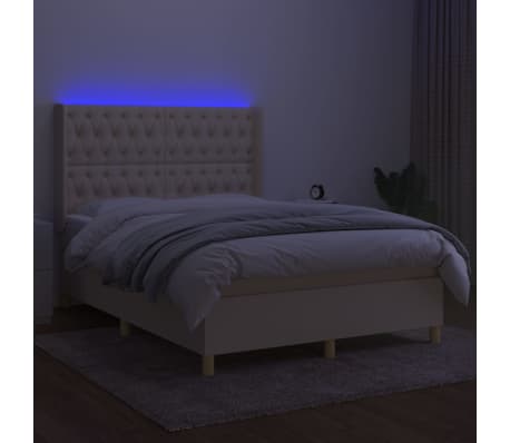 vidaXL &Kappa;&rho;&epsilon;&beta;ά&tau;&iota; Boxspring &mu;&epsilon; &Sigma;&tau;&rho;ώ&mu;&alpha; & LED &Kappa;&rho;&epsilon;&mu; 140x190 &epsilon;&kappa;. &Upsilon;&phi;&alpha;&sigma;&mu;ά&tau;&iota;&nu;&omicron;