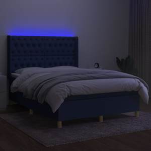 Box spring postel s matrací a LED modrá 140x190 cm textil - obrázek 3