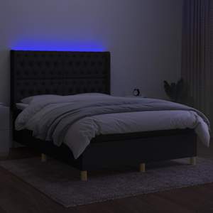Box spring postel s matrací a LED černá 140x200 cm textil - obrázek 3
